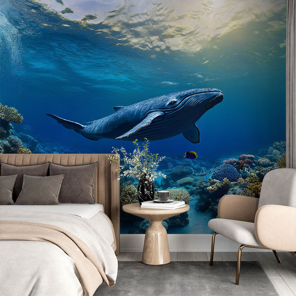 Ocean Wallpaper | Majestic Whale Among Reef Mural