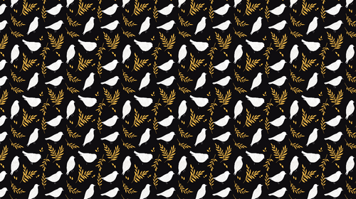 Bird Silhouette Wallpaper | White Birds and Gold Leaves