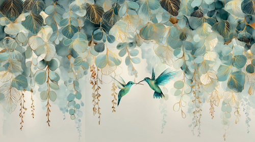 Bird Wallpaper | Hummingbirds Among Delicate Leaves