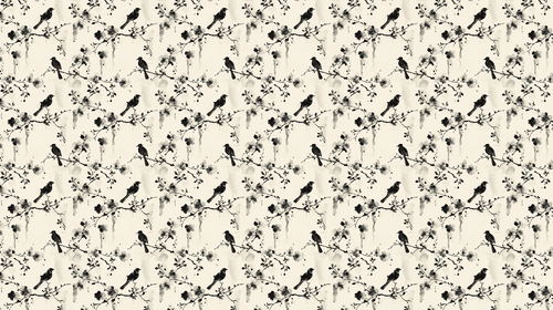 Birds & Florals Wallpaper | Black & White Branches Wall Mural