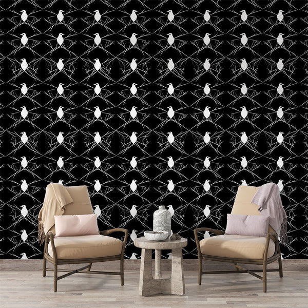 Birds and Web Wallpaper | Graphic Black and White Design