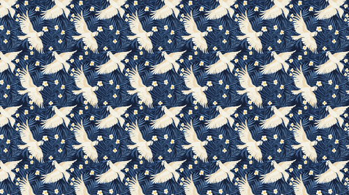Bird Wallpaper | Birds in Flight on a Navy Blue Ground