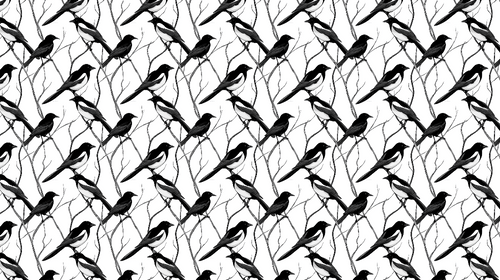 Bird Wallpaper | Black Bird Silhouettes on a White Ground