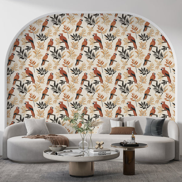 Tropical Bird Wallpaper | Parrots and Elegant Foliage