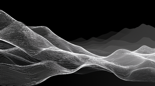 Abstract Wave Wallpaper | White Lines on Black Wall Mural