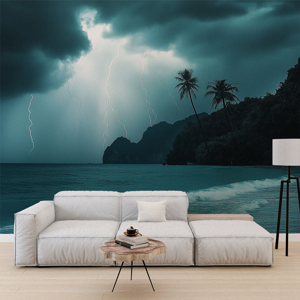 Coastal Storm Wallpaper | Seaside Tempest Wall Mural