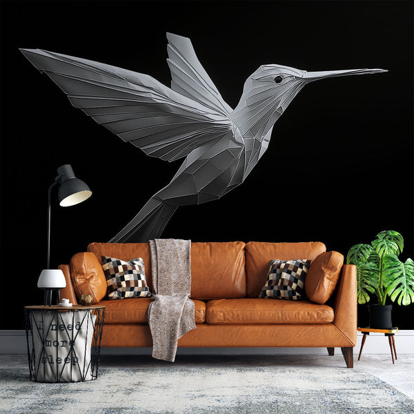 Origami Hummingbird Wallpaper | Elegant Folded White Paper Bird