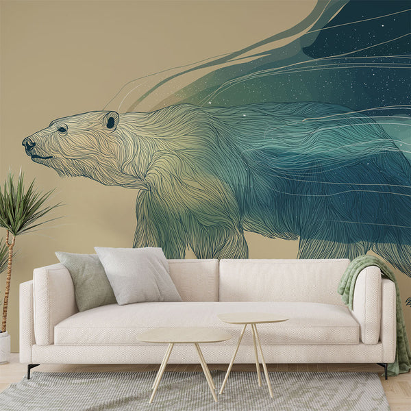 Artistic Bear Wallpaper | Dreamlike Bear with Waves of Color