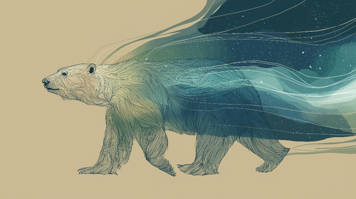 Artistic Bear Wallpaper | Dreamlike Bear with Waves of Color