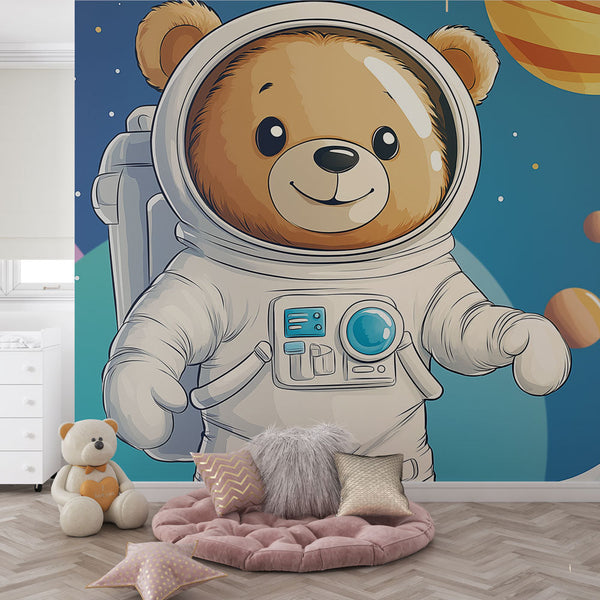 Astronaut Bear Wallpaper | Cute Space Cub Wall Mural