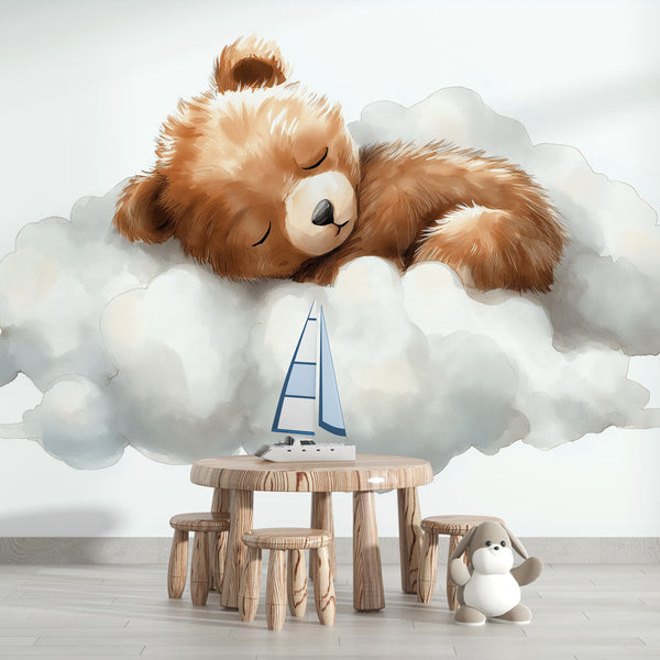 Sleeping Bear Wallpaper | Cuddly Cub Resting on a Cloud