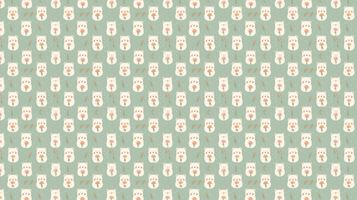 Cute Bear Wallpaper | Bears with Flowers and Scarves Wall Mural