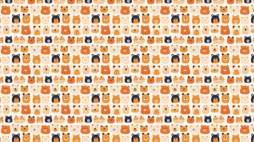 Cute Bear Wallpaper | Colorful Bear Faces Wall Mural
