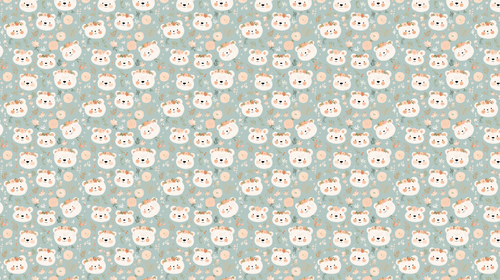 Cute Bear Wallpaper | Bear Heads and Flower Crowns Wall Mural