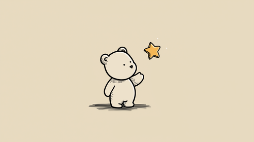 Cute Bear Wallpaper | Little Bear Reaching for a Gold Star