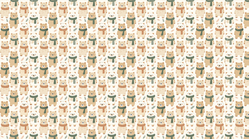 Bear Wallpaper | Bears in Scarves and Foliage Wall Mural