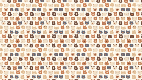 Cute Bear Wallpaper | Colorful Bear Faces Wall Mural