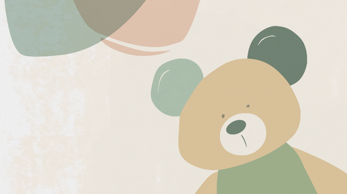 Bear Wallpaper | Soft Pastel Bear in a Minimalist Nursery Scene