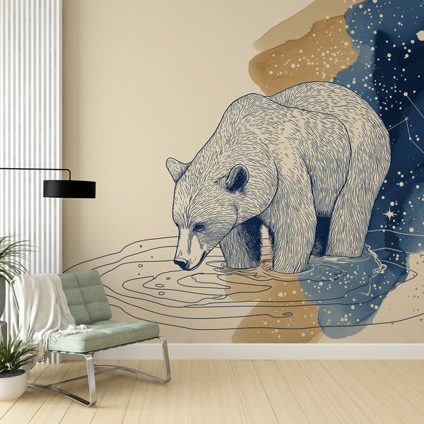 Bear Wallpaper | Realistic Bear by Water Under a Starry Sky
