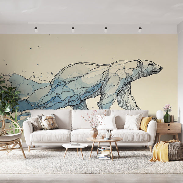 Polar Bear Wallpaper | Artistic Design in Aqua Blue Shades