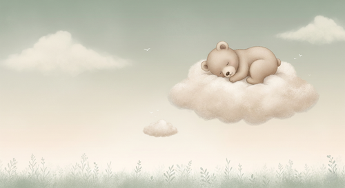 Bear on a Cloud Wallpaper | Soft Nursery Wall Mural