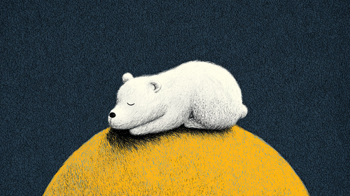 Bear Cub Wallpaper | Sleeping Cub on a Yellow Hill at Night