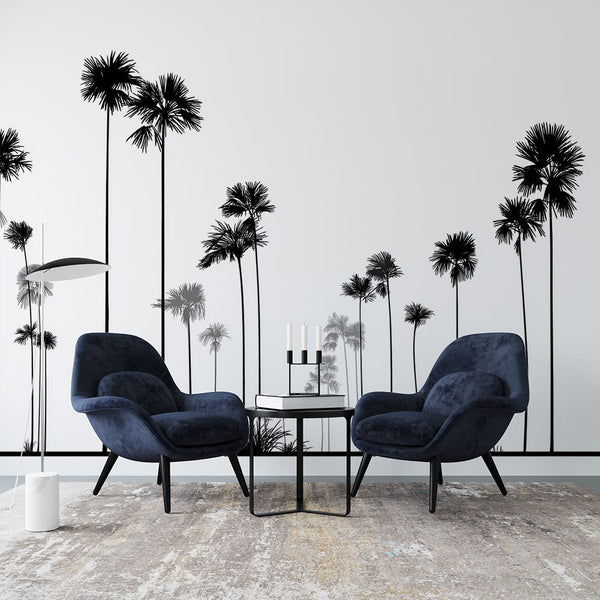 Black and White Palm Wallpaper | Silhouettes on White