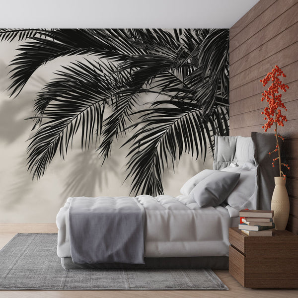 Black and White Palm Wallpaper | Shadows on a Light Ground