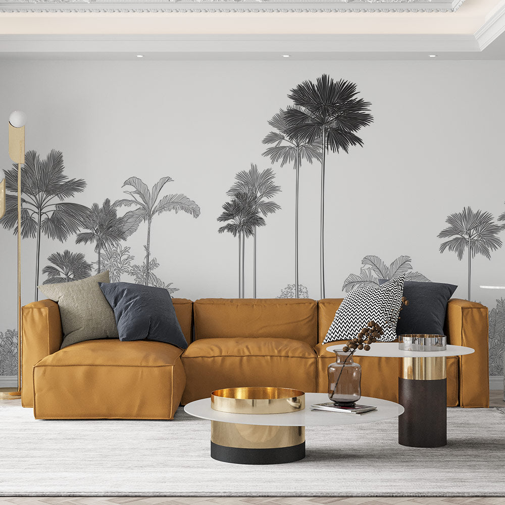 Palm Tree Wallpaper | Elegant Black and White Silhouettes