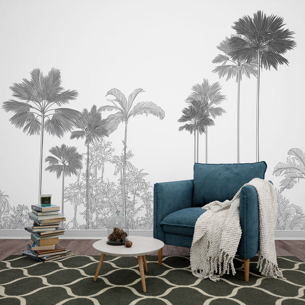 Palm Wallpaper | Elegant Black and White Palm Silhouettes