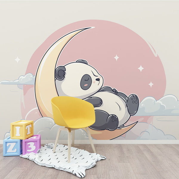 Sleeping Panda Wallpaper | Panda on a Moon Among Clouds