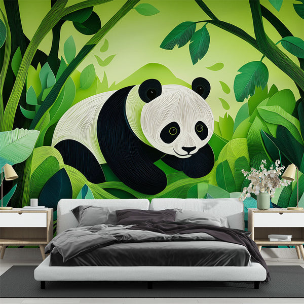 Mischievous Panda Wallpaper | Lush Jungle Wall Mural