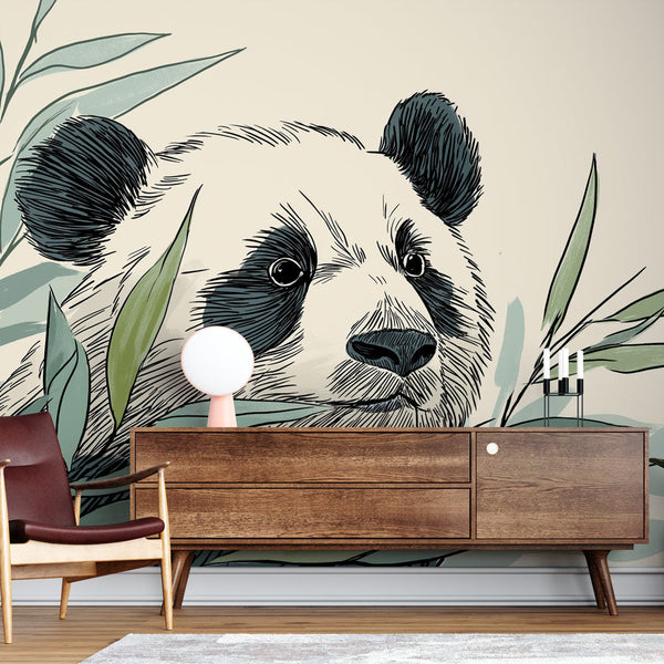 Cute Panda Wallpaper | Panda Emerging from Bamboo Foliage