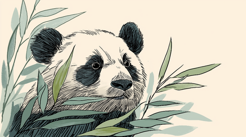 Cute Panda Wallpaper | Panda Emerging from Bamboo Foliage
