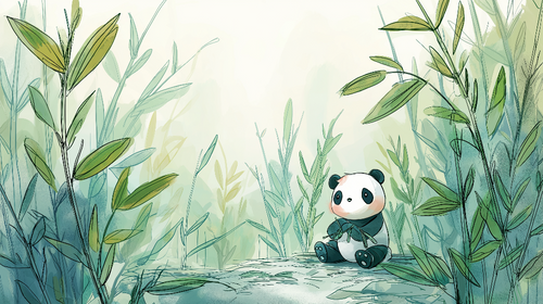 Cute Panda Wallpaper | Playful Panda Among Delicate Leaves