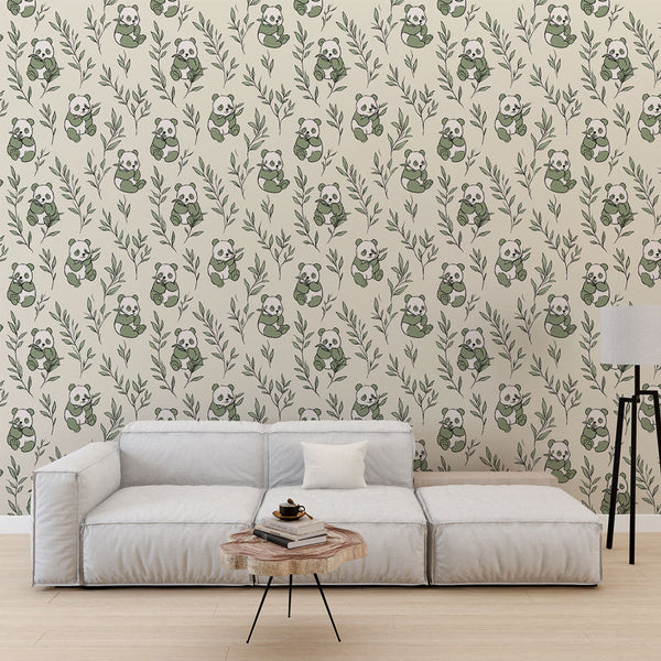 Panda Wallpaper | Adorable Pandas Among Delicate Foliage