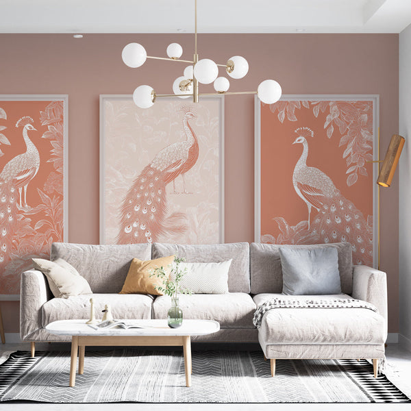Peacock Wallpaper | Elegant Birds with Delicate Florals