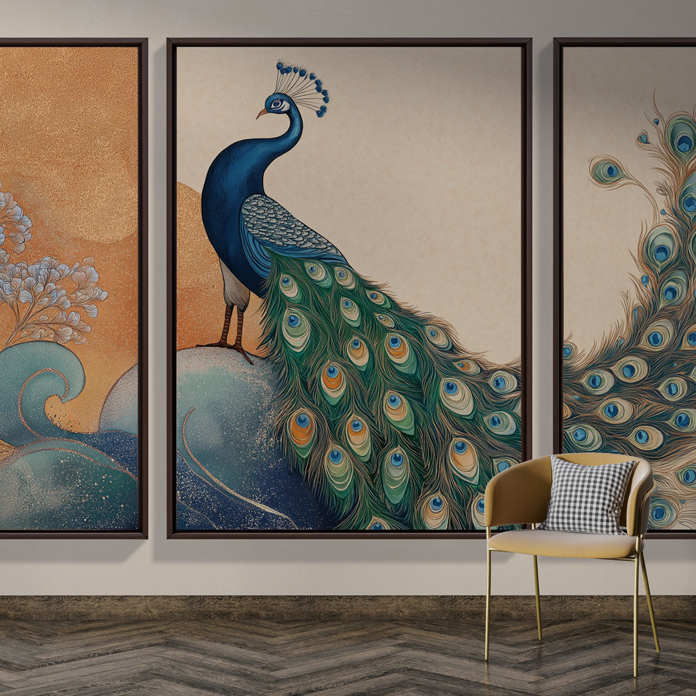 Peacock and Floral Elegance Wallpaper Wall Mural