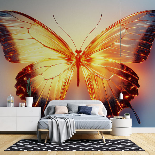 Butterfly Wallpaper | Translucent Orange and Glowing Wings