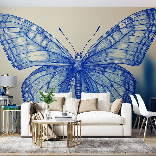 Blue Butterfly Wallpaper | Fine Patterns Wall Mural