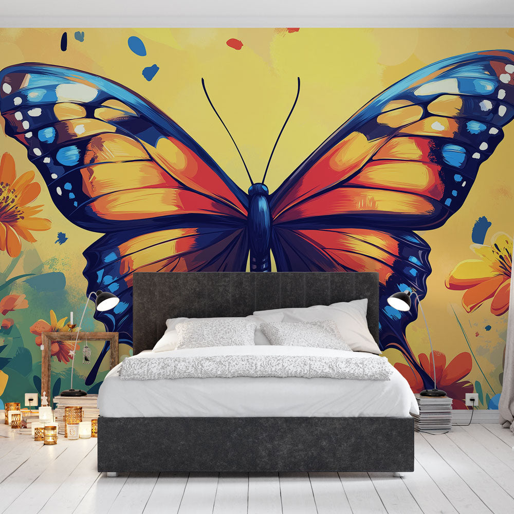 Colourful Butterfly Wallpaper | Vibrant with Bright Flowers