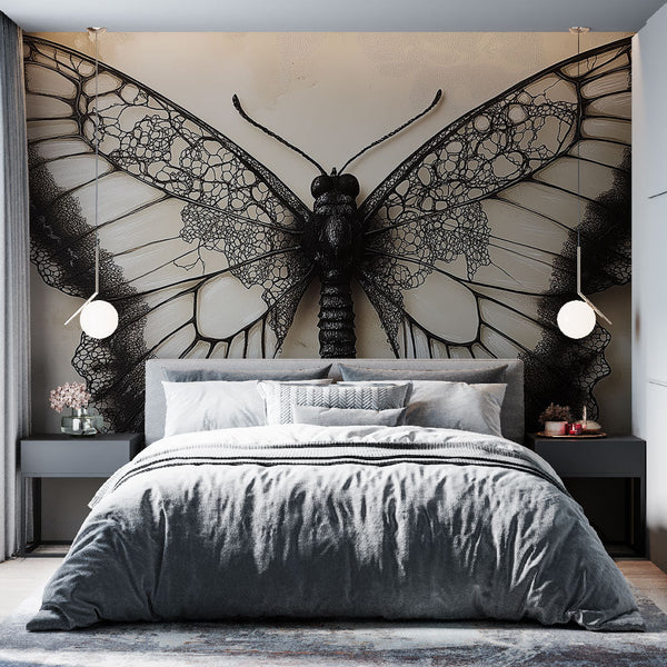 Butterfly Wallpaper | Elegant Black Lace Butterfly Design