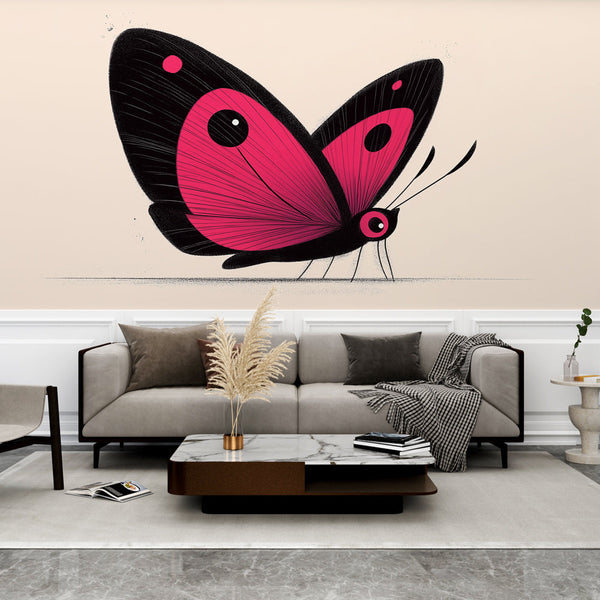Pink Black Butterfly Wallpaper | Graphic Design Mural