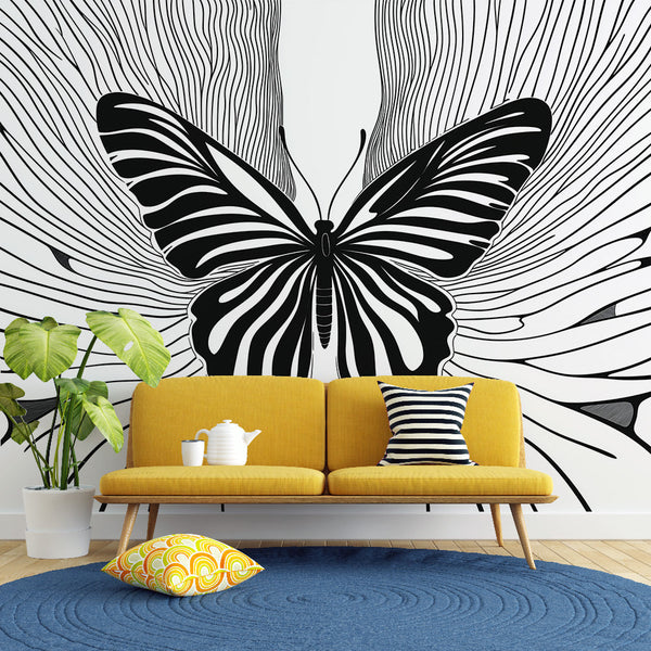 Modern Butterfly Wallpaper | Fluid Lines Wall Mural