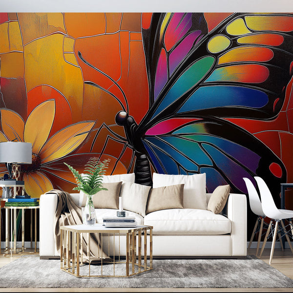Butterfly Flower Wallpaper | Colorful Pattern on Vivid Background