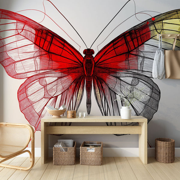 Butterfly Wallpaper | Artistic Red and Yellow Winged Design