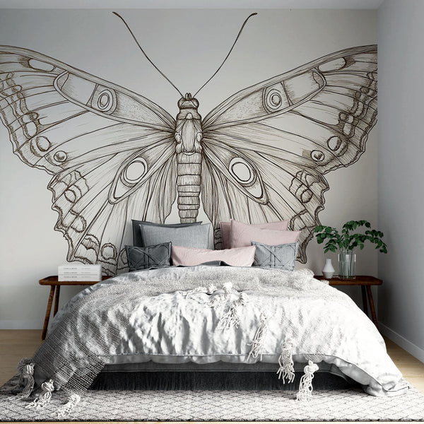 Butterfly Wallpaper | Delicate Stylised Line Butterfly