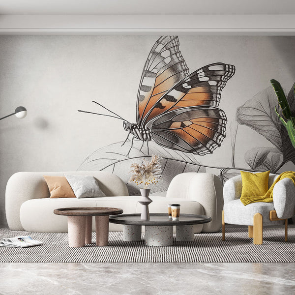 Butterfly wallpaper | Delicate illustration resting on a leaf