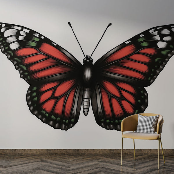 Butterfly Wallpaper | Detailed Red and Black Illustration