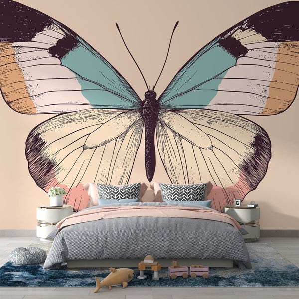 Butterfly Wallpaper | Stylised Pastel Butterfly Illustration